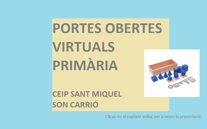 PORTES OBERTES VIRTUALS DE PRIMÀRIA